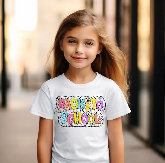 Mini Colorful "Distressed Back to School" Dalmatian Tee