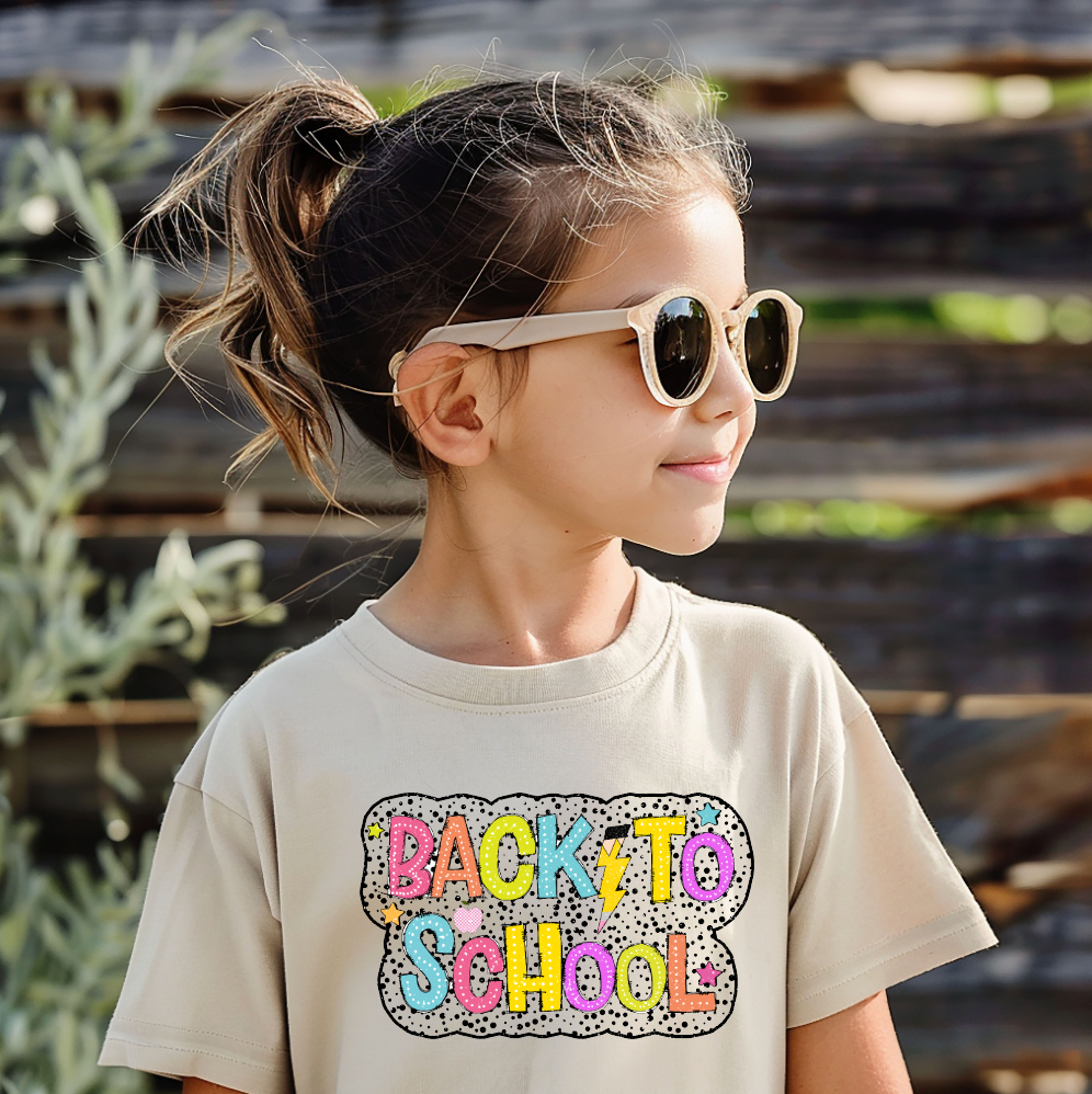 Mini Colorful "Distressed Back to School" Dalmatian Tee