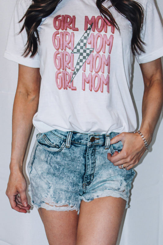 Mama “Girl Mom” Lightning Bolt Tee