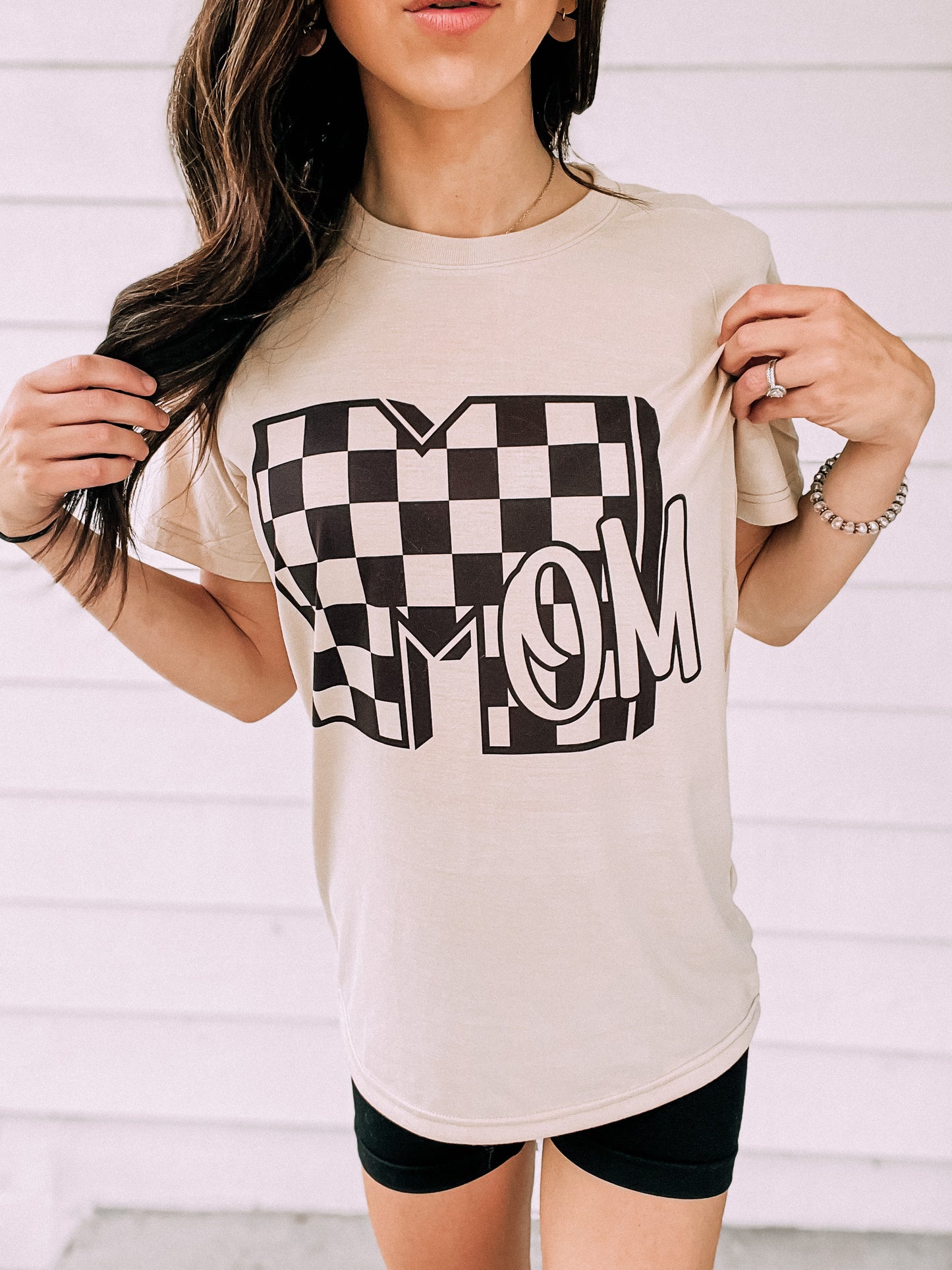 Mama Checkered “M” Tee